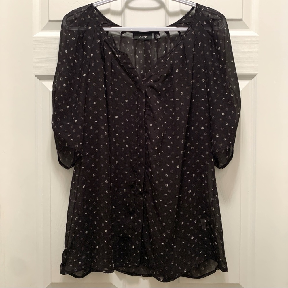 Apt 9 Sheer Polka Dot Short Sleeve Blouse Size 1X